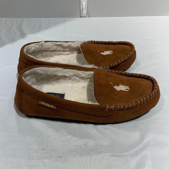 Polo Ralph Lauren Dezi V Mens Moccasin Slippers Tan Brown Faux Fur Lined Size 9 main image 8